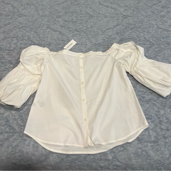 Banana Republic Off-Shoulder White Poplin Blouse super stretch shirt💥NEW - Picture 12 of 16
